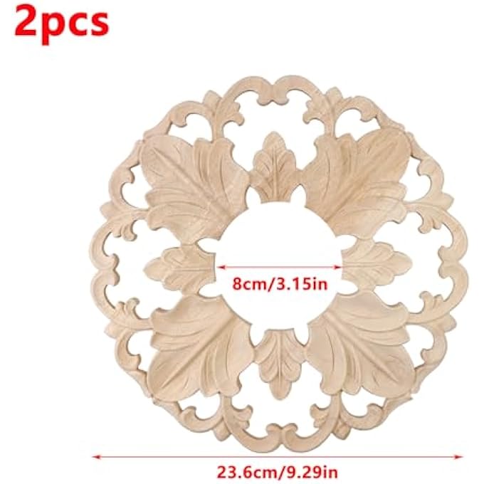 CEILING MEDALLION,2PCS WOOD CEILING COVER HOME LIGHTING CEILING MEDALLIONS RING CEILING FAN MEDALLION FOR LIGHT FIXTURES AND CEILING FANS,3.15" ID X 9.29" OD - Image 3