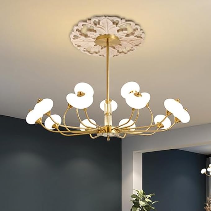 CEILING MEDALLION,2PCS WOOD CEILING COVER HOME LIGHTING CEILING MEDALLIONS RING CEILING FAN MEDALLION FOR LIGHT FIXTURES AND CEILING FANS,3.15" ID X 9.29" OD - Image 2