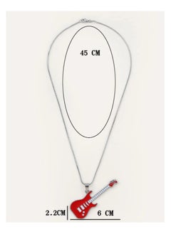 MARIO DRAFTS Stainless Steel Electric Guitar Pendant Necklace with Chain for Men's, Silver  - Image 3