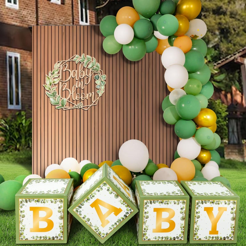 Party to Be Baby in Bloom Wooden Sign Baby Shower Gender Reveal Party Backdrop Decorations Printed with Green Leaves - Image 5
