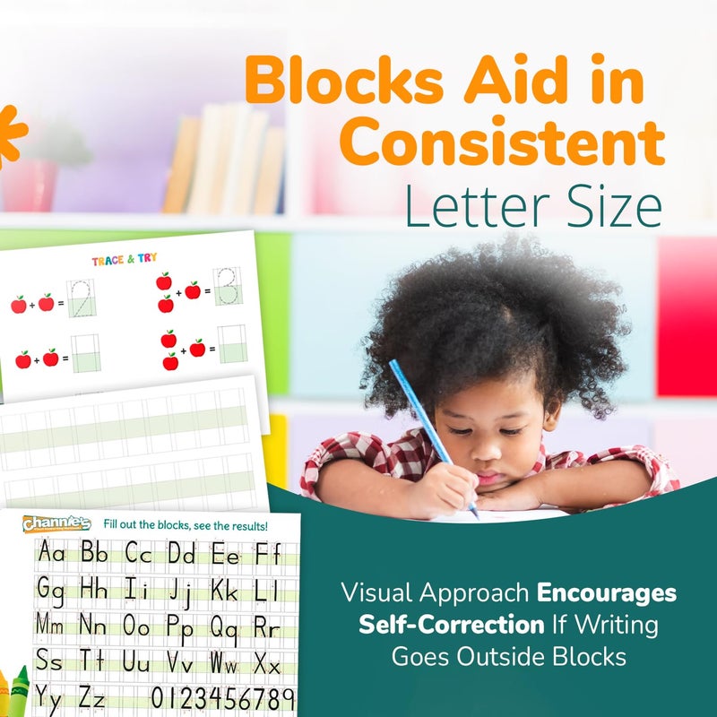 Channie's PreK Kindergarten Handwriting Visual Alphabets & Numbers Learning & Tracing Workbooks, 3 Pack - Alphabet & Numbers Preschool Workbook for Homeschool and After School - Image 3