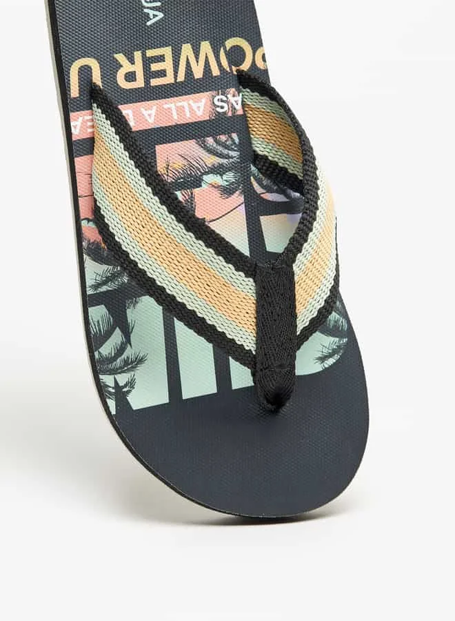 Aqua Boys Graphic Print Flip Flops