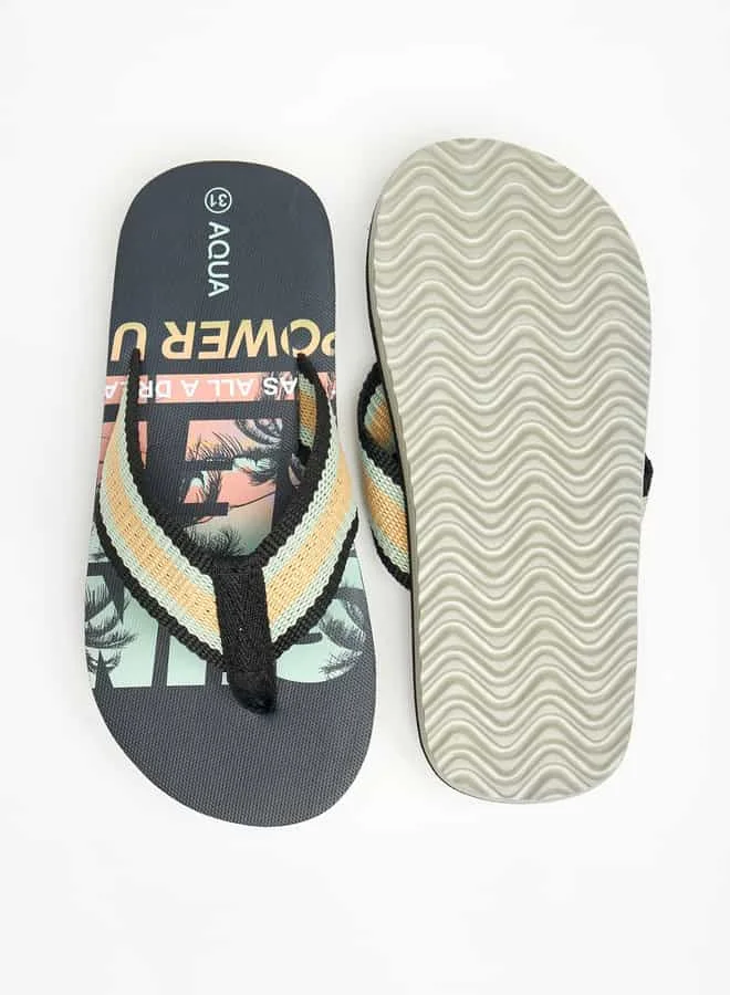 Aqua Boys Graphic Print Flip Flops