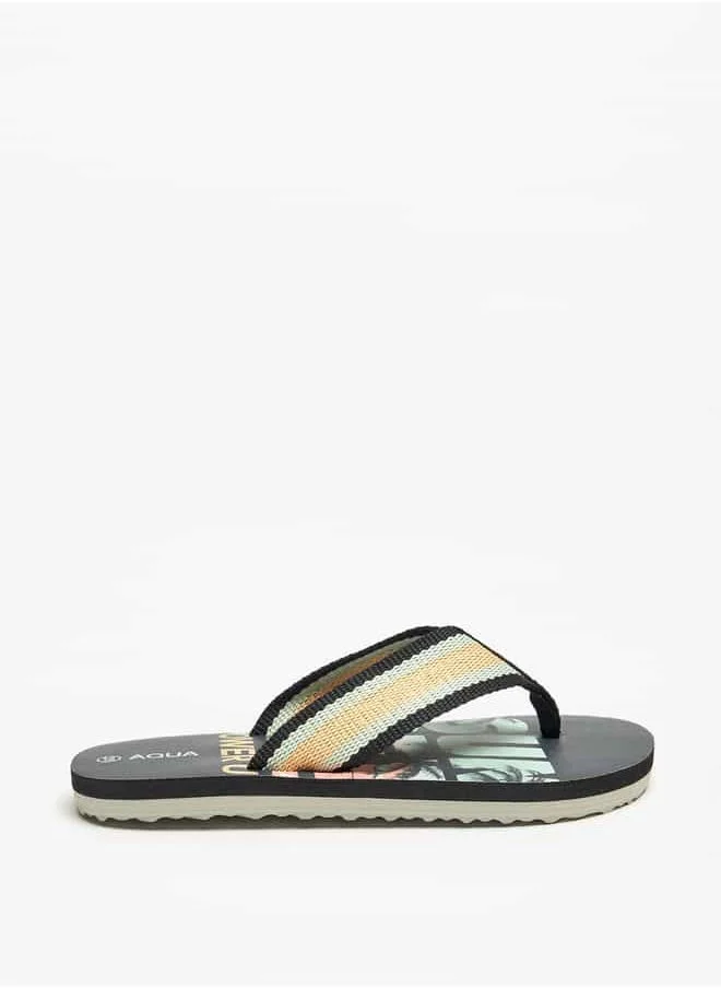 Aqua Boys Graphic Print Flip Flops