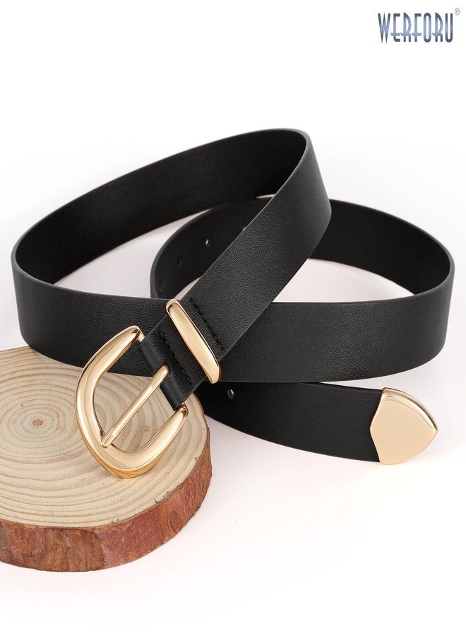 WERFORU Women Leather Belt for Jeans Pants Ladies Casual Waist Belt Fashion Belt with Gold Buckle - Image 3