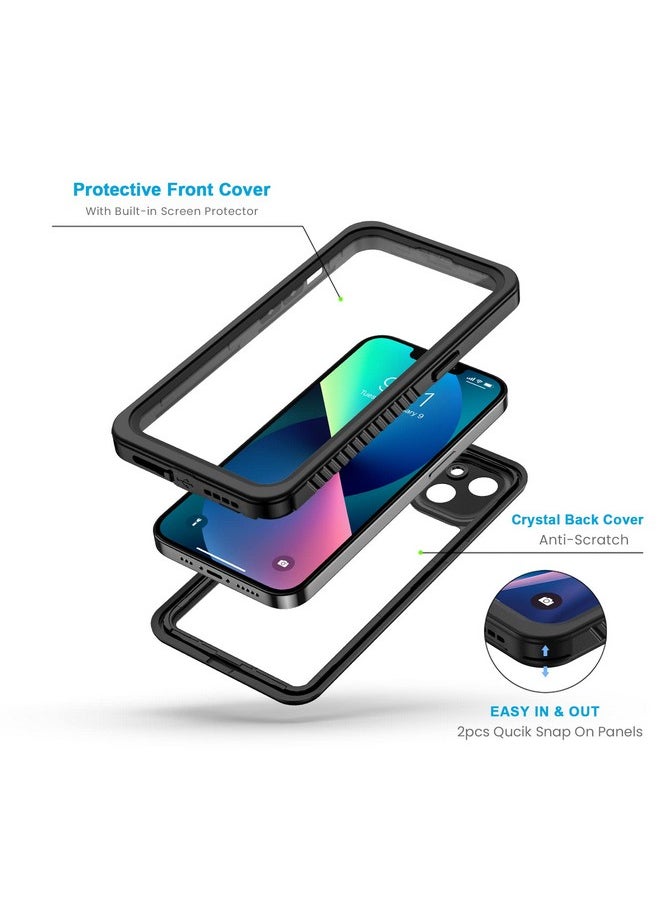 Lanhiem - Lanhiem for iPhone 13 Case, IP68 Waterproof Dustproof Shockproof Cases with Built-in Screen Protector, Full Body Sealed Protective Front and Back Cover for iPhone 13, 6.1 inch (Black) - Image 1