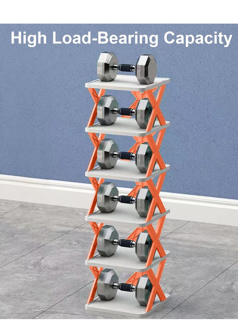 Excefore Foldable Shoe Racks - 6-Tier Shoe Rack - Storable and Convenient Shoe Storage Solution - No Installation Required - for Bedroom and Living Room - Vibrant Orange Design - Image 5
