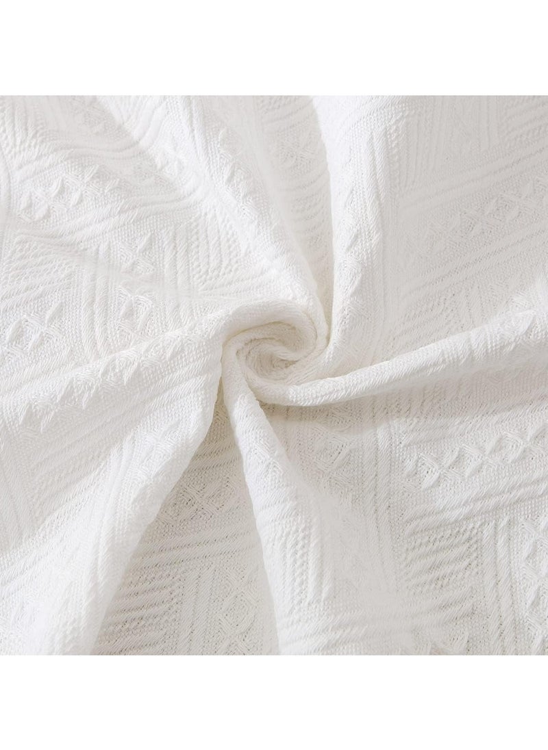 FASHION HOME - Cotton Linen Lace Rectangle And Round Tablecloth Table Cover with Tassel - Image 1