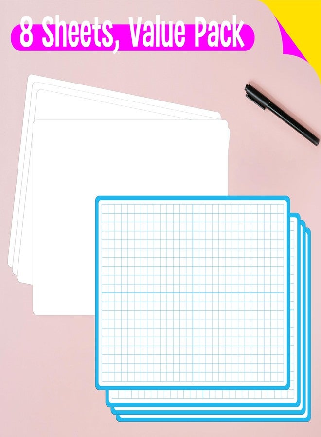 SpriteGru 8 Packs XY Axis Graph Dry Erase Board, Double Sided Dry Erase Board Writable and Erasable Math Learning White Board for Kids, Students, Classroom and Home (Each Measures 12” x 9”) - Image 2