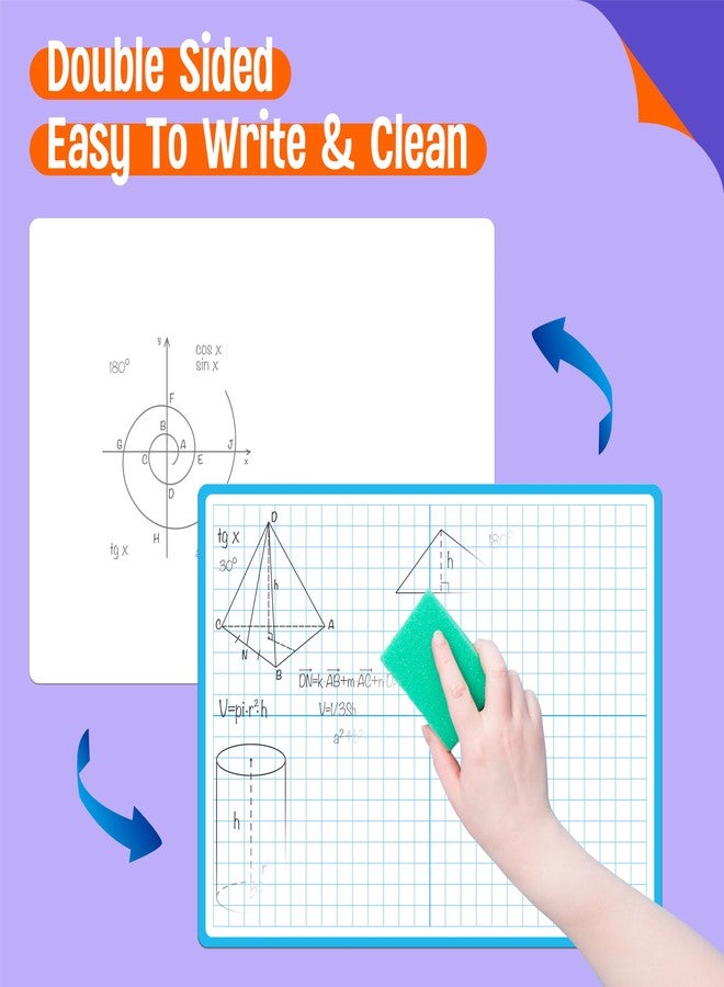 SpriteGru 8 Packs XY Axis Graph Dry Erase Board, Double Sided Dry Erase Board Writable and Erasable Math Learning White Board for Kids, Students, Classroom and Home (Each Measures 12” x 9”) - Image 4