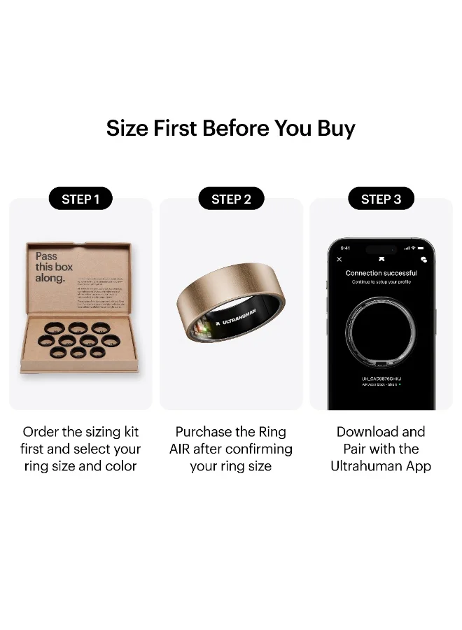 ULTRAHUMAN Ring AIR - Advanced sleep-tracking wearable, HRV & Temperature Monitoring,Track workout, movement & recovery, Water resistant, 6 Days Battery Life with Lifetime Free Subscription (Size 10)