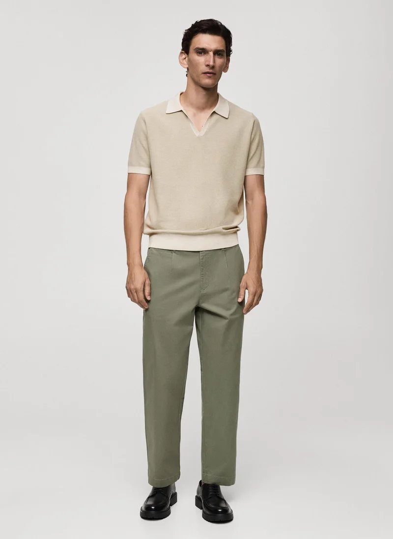 Mango Man Structured With Contrasting Trims Polo