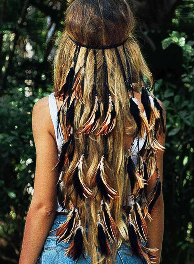 GORTIN Boho Feather Headband Hippie Headpiece Indian Headdress Gypsy Costume Hair Accessories for Women - Image 1
