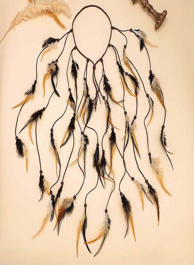 GORTIN Boho Feather Headband Hippie Headpiece Indian Headdress Gypsy Costume Hair Accessories for Women - Image 2