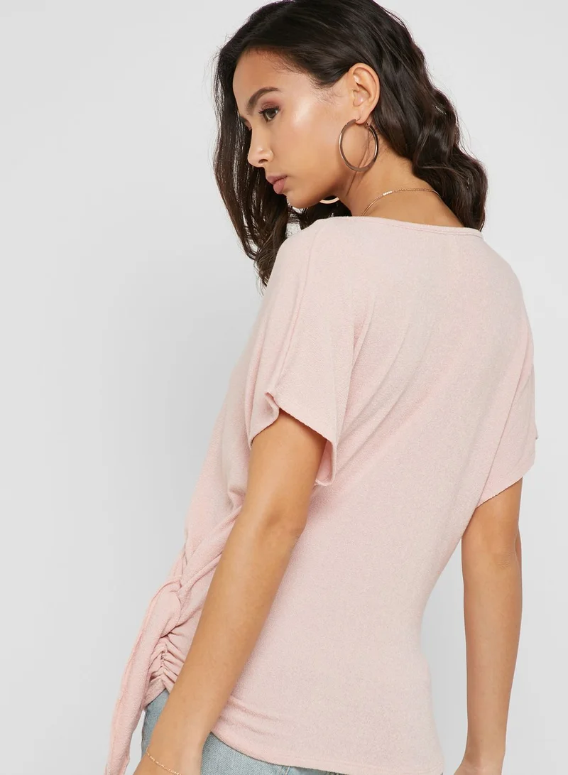 FOREVER 21 Knit Short Sleeve Wrap Top
