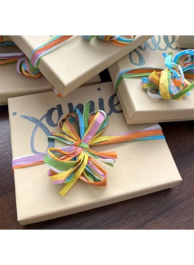 Zeemey 1pc 80 meters of Rafia paper tape, colorful Rafia rope, creative woven gift packaging rope, suitable for gift packaging and DIY decoration - Image 2