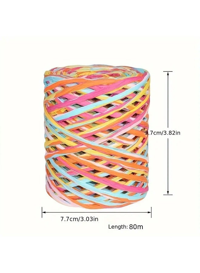 Zeemey 1pc 80 meters of Rafia paper tape, colorful Rafia rope, creative woven gift packaging rope, suitable for gift packaging and DIY decoration - Image 3