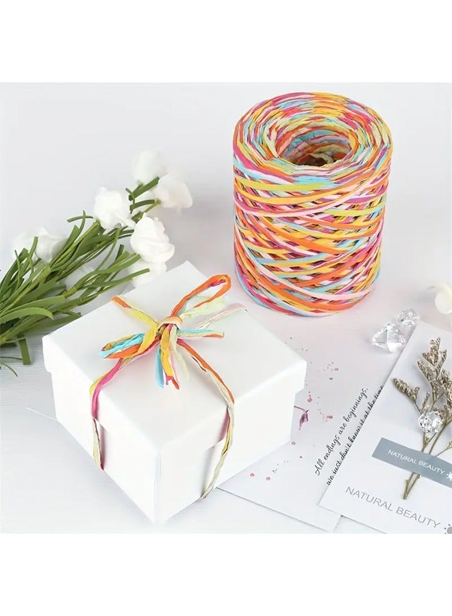 Zeemey 1pc 80 meters of Rafia paper tape, colorful Rafia rope, creative woven gift packaging rope, suitable for gift packaging and DIY decoration - Image 4