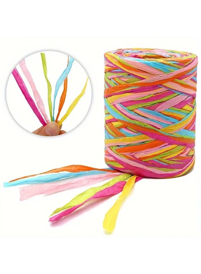 Zeemey 1pc 80 meters of Rafia paper tape, colorful Rafia rope, creative woven gift packaging rope, suitable for gift packaging and DIY decoration - Image 5