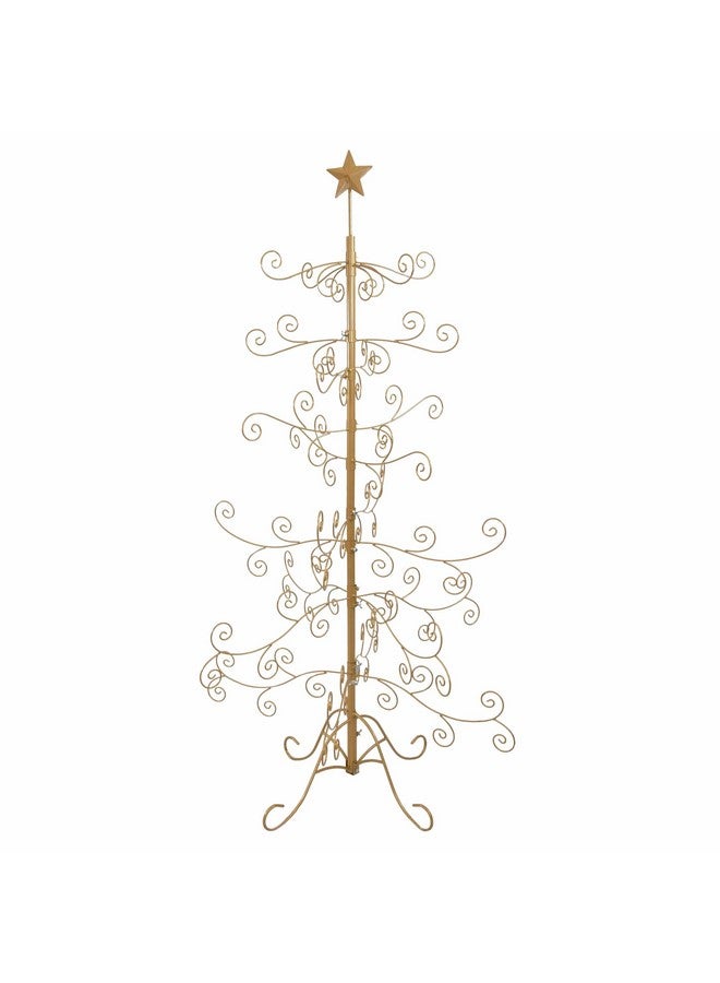 Sunnydaze Noelle 60" H Christmas Tree Ornament Display - Features Hooks for Ornaments and Small Craft Items - Gold - Image 3