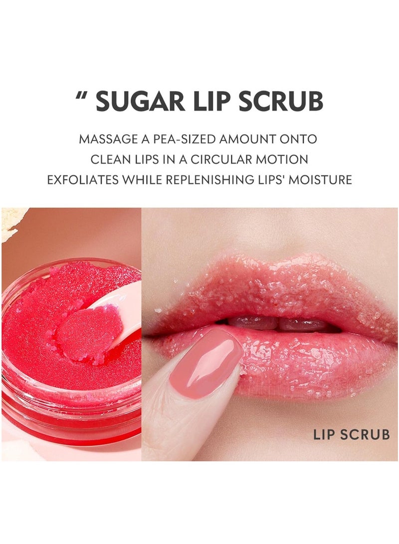 pudaier 3 in 1 Lip Care Lip Set Sugar Lip Scrub Lip Mask and Lip Glow Oil Exfoliant Hydrating Moisturizing Plumping Lip Glow Lip Care Set Peach Lip Gloss with Vitamin C Lip Plumper Gloss - Image 5