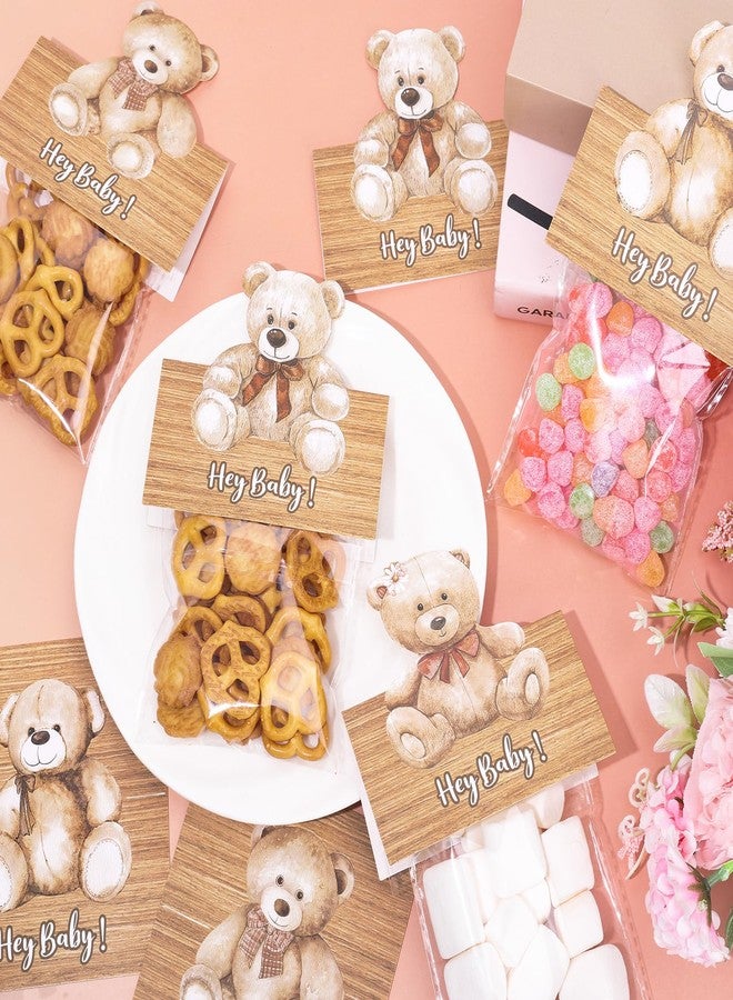 FYSUIMU 60Pcs Bear Theme Self Adhesive Cellophane Treat Bags with Toppers Cute Bear Baby Shower Cello Candy Bag for Birthday Gender Reveal Party Decor - Image 4