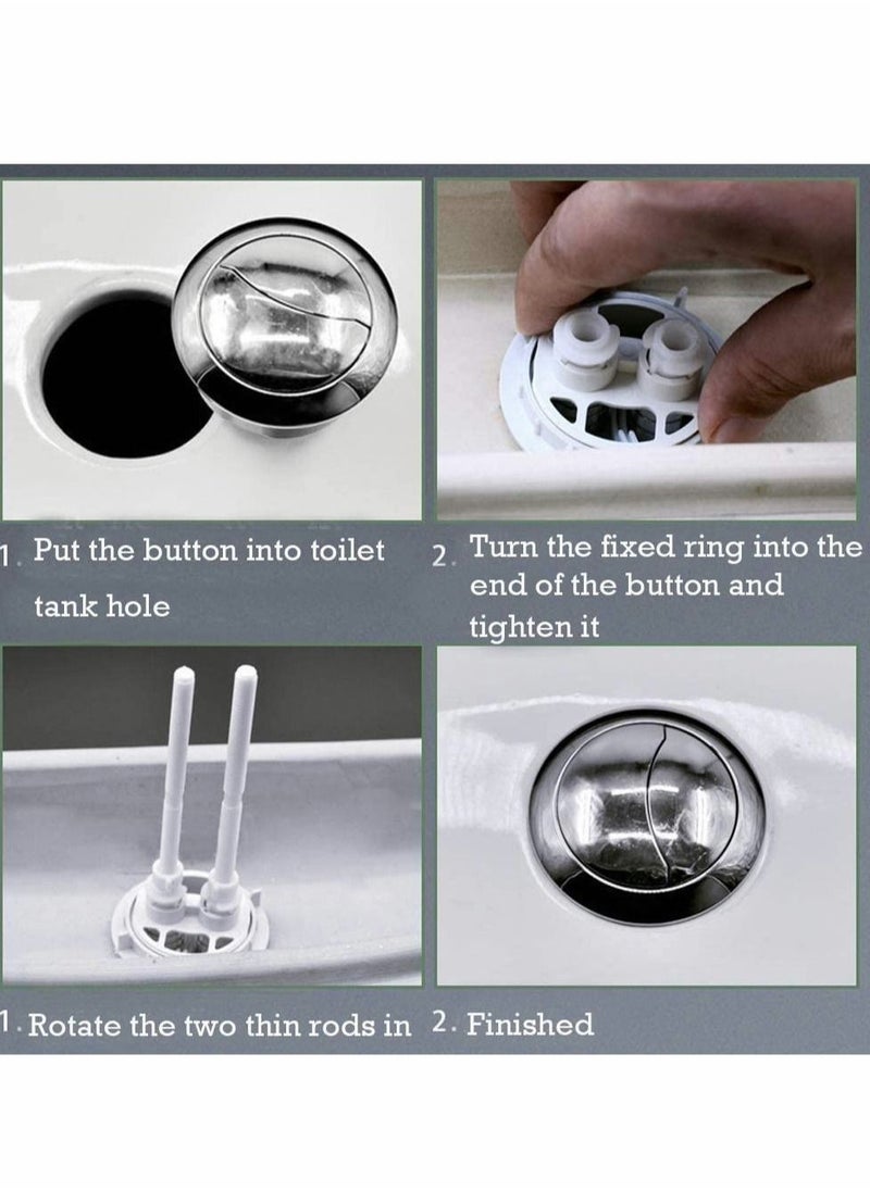 Excefore - Dual Push Toilet Flush Button, Plastic Adjustable Top Water Tank Buttons Rods Button with 38mm Hole in the Cistern Lid, Thread for Replacement Accessories - Image 1