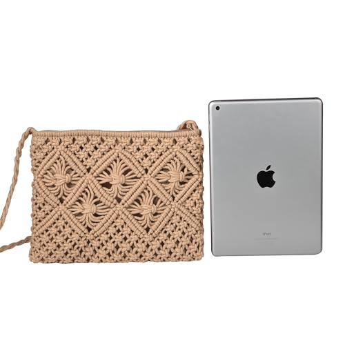 Eiyye Crochet Crossbody Bag for Women Boho Knitted Purse with Tassel Handmade Cotton Shoulder Bag Small Casual Purse - Image 5