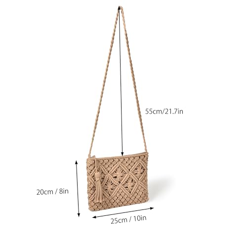 Eiyye Crochet Crossbody Bag for Women Boho Knitted Purse with Tassel Handmade Cotton Shoulder Bag Small Casual Purse - Image 2