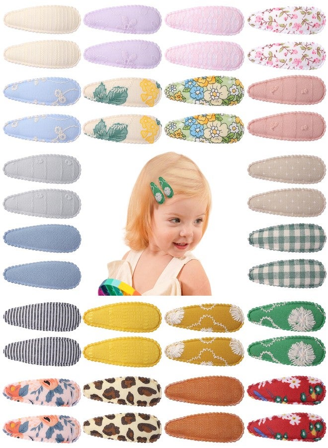 doboi 40Pcs Toddler Hair Clips Hair Barrettes Baby Girl Hair Bows Clips Floral Print Non Slip Snap Hairpins Flower Clips Accessories for Baby Girls Kids (40PCS Toddler Hair Clips-I) - Image 1