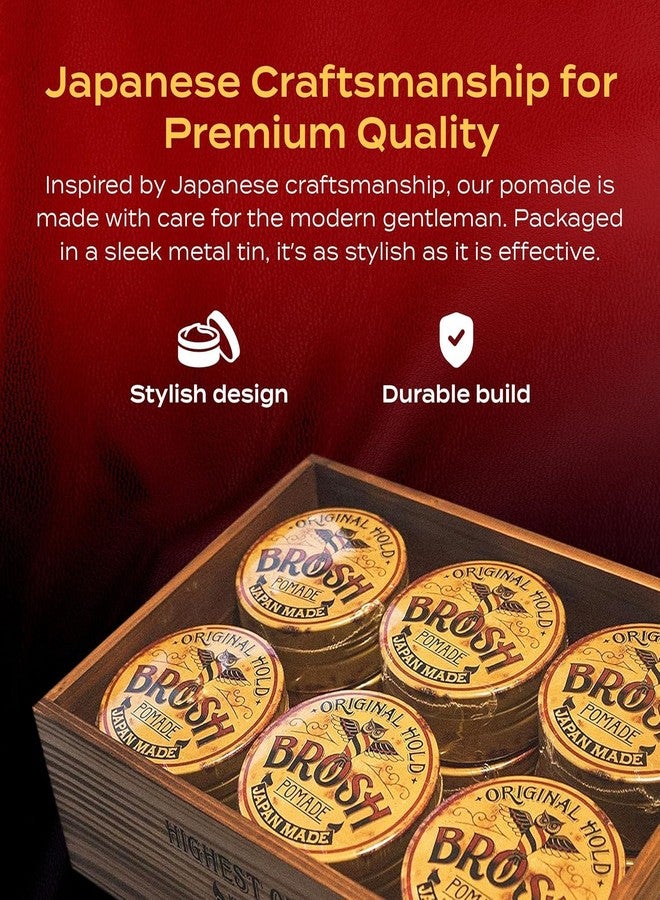 BROSH Original Water Based Pomade - Extra Firm Strong Hold & Medium Gloss/Shiny Finish for Men's Hairstyling and Grooming - 4oz - Image 4
