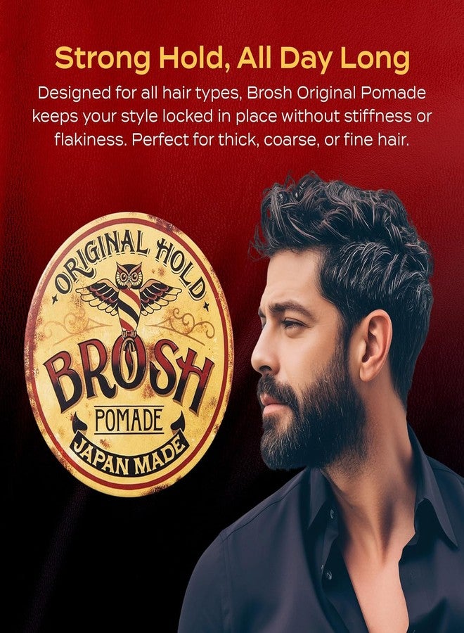 BROSH Original Water Based Pomade - Extra Firm Strong Hold & Medium Gloss/Shiny Finish for Men's Hairstyling and Grooming - 4oz - Image 2