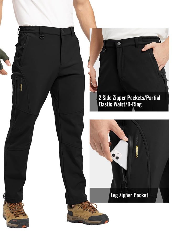 Rdruko Mens Snow Pants Waterproof Insulated Winter Outdoor Hiking Pants Snowboard Fleece Lined Softshell Ski Pants (Black, 30) - Image 5