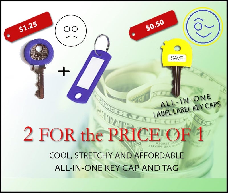 LABEL-LABEL-KEY-CAPS Label-Label Color-Coded Key Cap Covers + Free Key-Chain & Writable ID Tags – Stretchy Rubbery Fit for Most Keys (8 Pack Multicolor) - Image 4