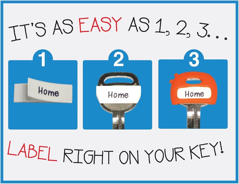 LABEL-LABEL-KEY-CAPS Label-Label Color-Coded Key Cap Covers + Free Key-Chain & Writable ID Tags – Stretchy Rubbery Fit for Most Keys (8 Pack Multicolor) - Image 3