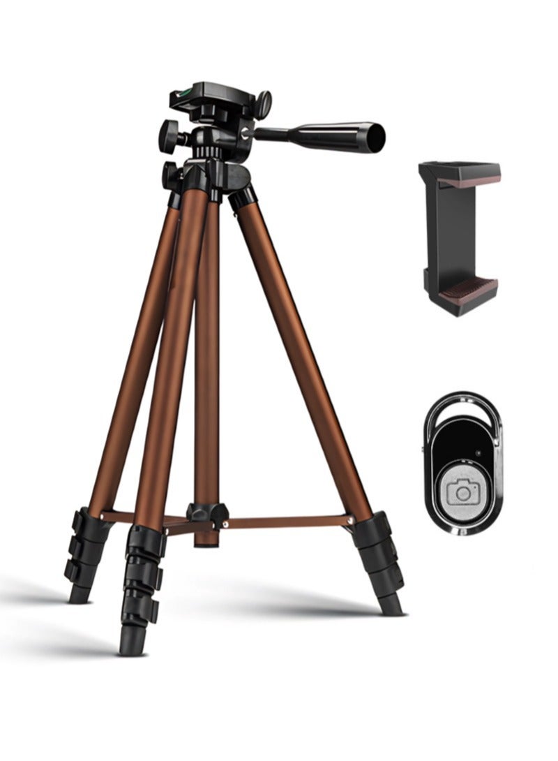 51-Inch Extendable Phone and Camera Tripod Stand with Bluetooth Remote and Clamp, 360° Panoramic Shooting, 90° Vertical Shooting, Floor-Standing Selfie Stand 