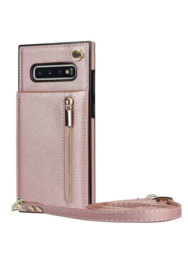S-TOP Case For Samsung Galaxy S10 Cross-body Zipper Square TPU+PU Back Cover Case with Holder & Card Slots & Wallet & Strap - Image 2