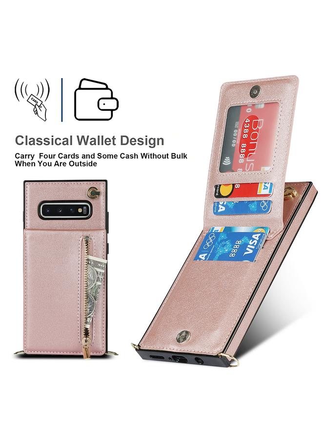 S-TOP Case For Samsung Galaxy S10 Cross-body Zipper Square TPU+PU Back Cover Case with Holder & Card Slots & Wallet & Strap - Image 5