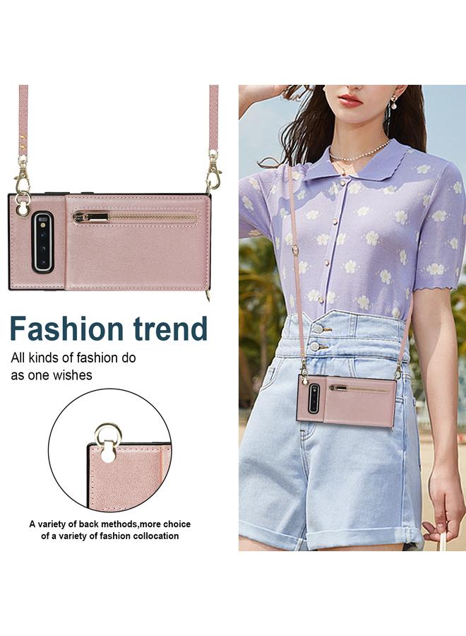 S-TOP Case For Samsung Galaxy S10 Cross-body Zipper Square TPU+PU Back Cover Case with Holder & Card Slots & Wallet & Strap - Image 4