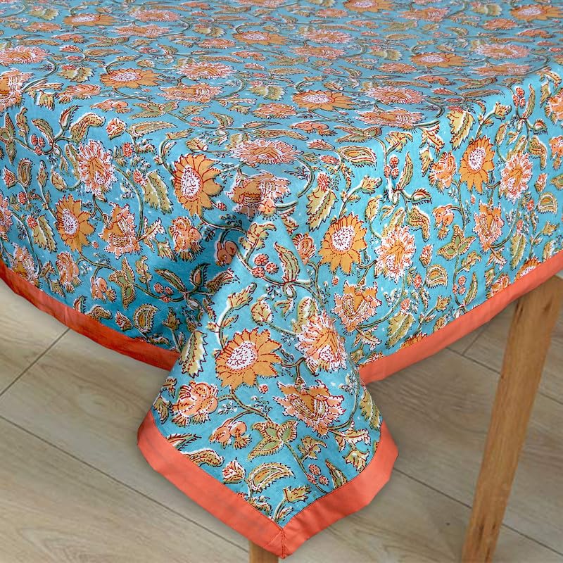 Go Texstylers Cotton Square Pack of 1 Light Blue 4 Seater Coffee Table Cloth Cover 48 x 48 Inches  - Image 3