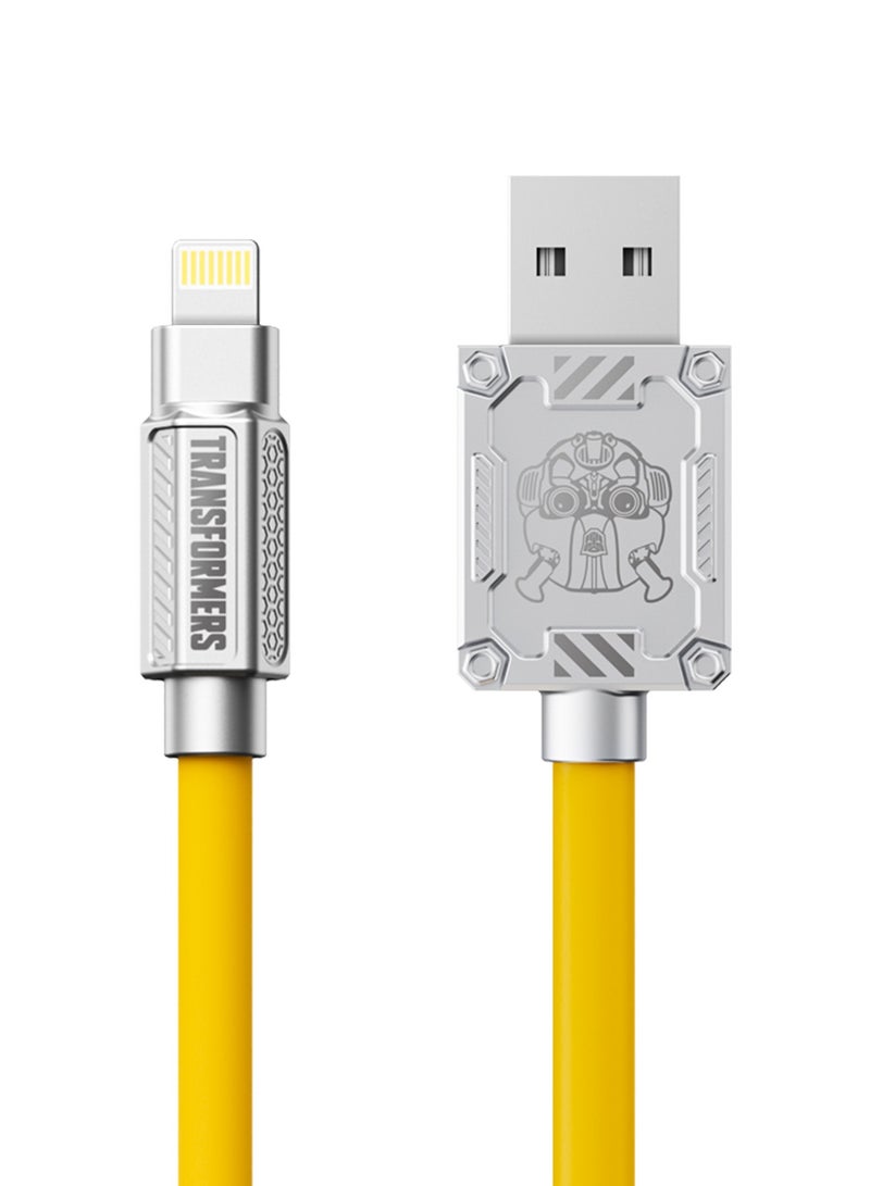 TRANSFORMERS TF-A02 Charging Cable – 1.5m Zinc Alloy & TPE Silicone, 2.4A Fast Charging, A to Lightning, Durable Design - Yellow - Image 3