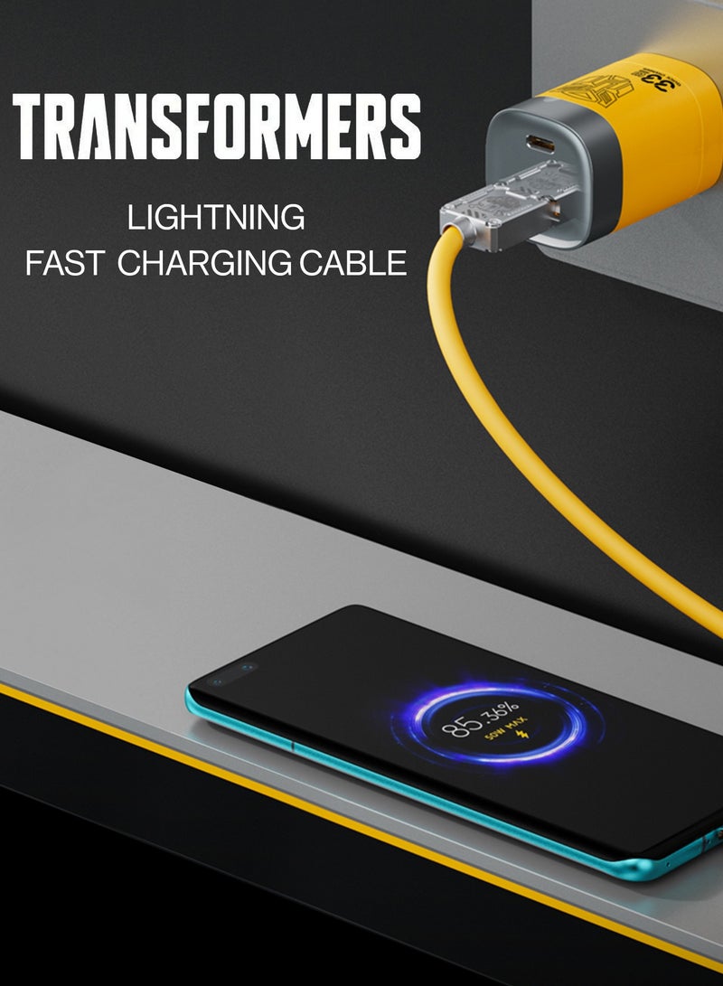 TRANSFORMERS TF-A02 Charging Cable – 1.5m Zinc Alloy & TPE Silicone, 2.4A Fast Charging, A to Lightning, Durable Design - Yellow - Image 5