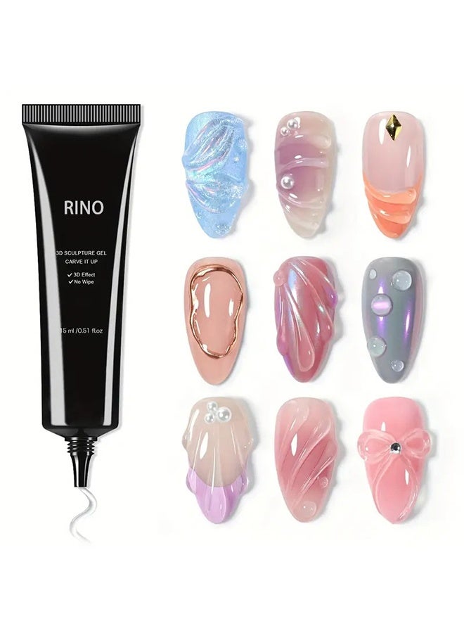 RINO Sculpture Gel 3D Carving Gels 15ml for Nail Designs, DIY Painting Carved Polish Molding Decoration Manicure - Image 1