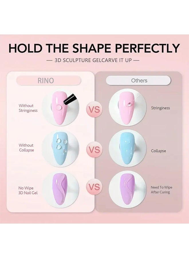 RINO Sculpture Gel 3D Carving Gels 15ml for Nail Designs, DIY Painting Carved Polish Molding Decoration Manicure - Image 2