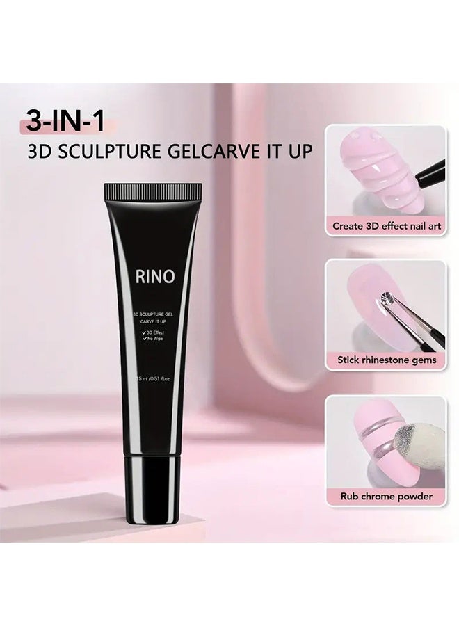 RINO Sculpture Gel 3D Carving Gels 15ml for Nail Designs, DIY Painting Carved Polish Molding Decoration Manicure - Image 3