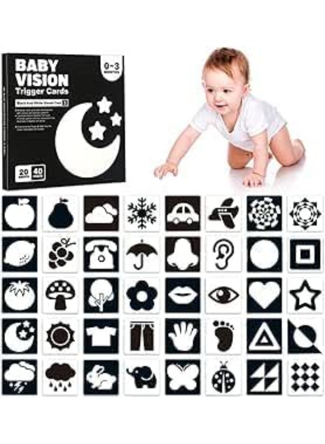 Baby Taqat for visual development in black and white, 20 sheets with 40 patterns, 0-3 months, 14 × 14.3 cm - Image 1
