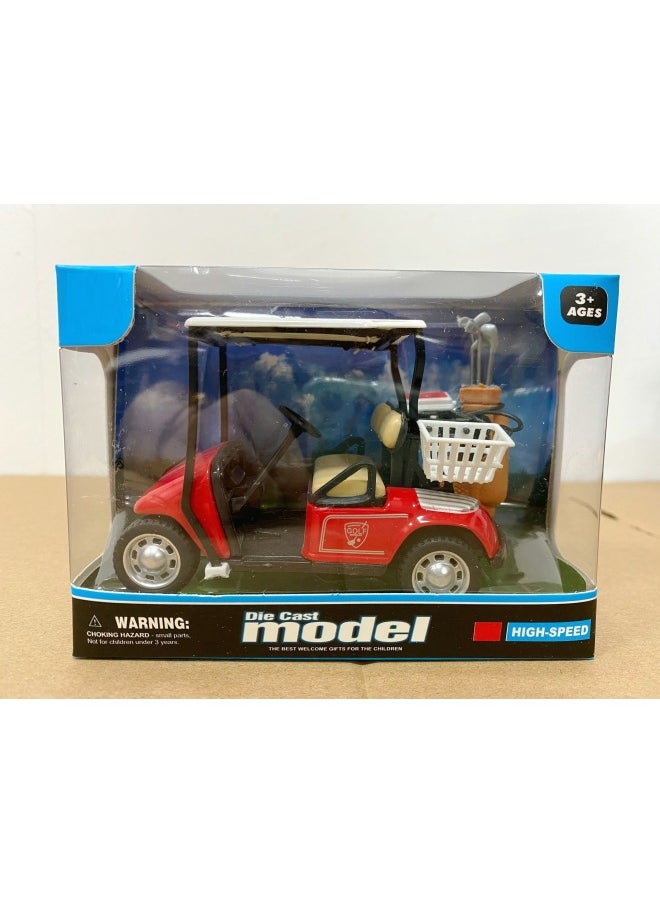 Alloy Car Toy Alloy Golf Cart Children's Alloy Car Toy Alloy Pull-back Car-Color:Alloy Back Golf Cart Red  - Image 1
