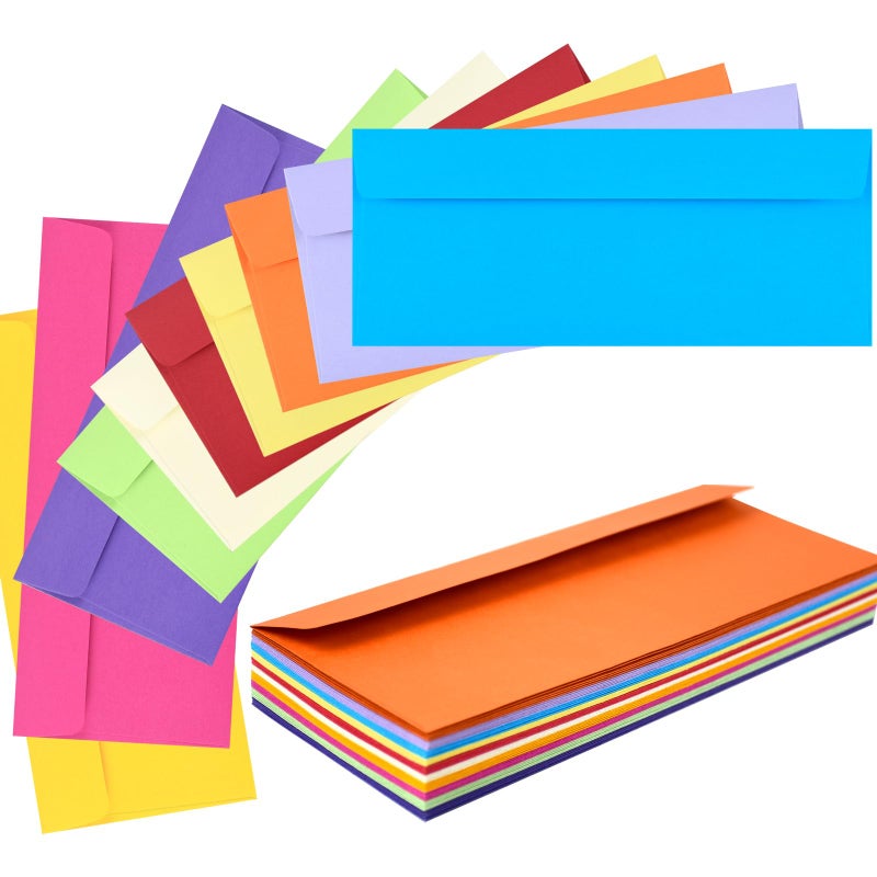 Ten Colors #10 Envelopes 50 Count Self Seal Envelopes for Business,Invitations Windowless Business Envelopes,Horchen