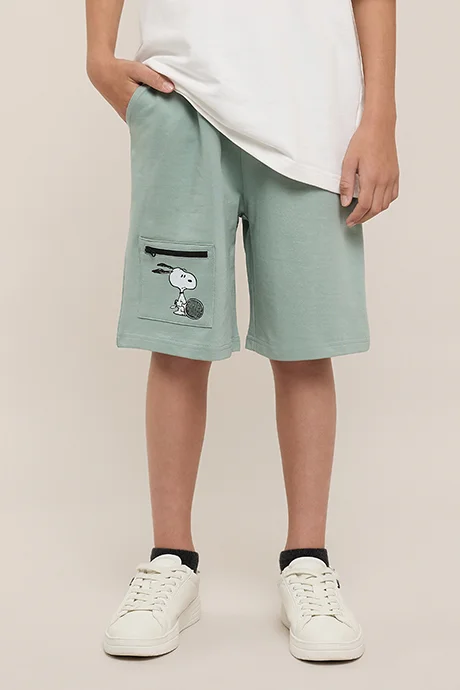 R&B Snoopy Print Shorts with Drawstring Waist