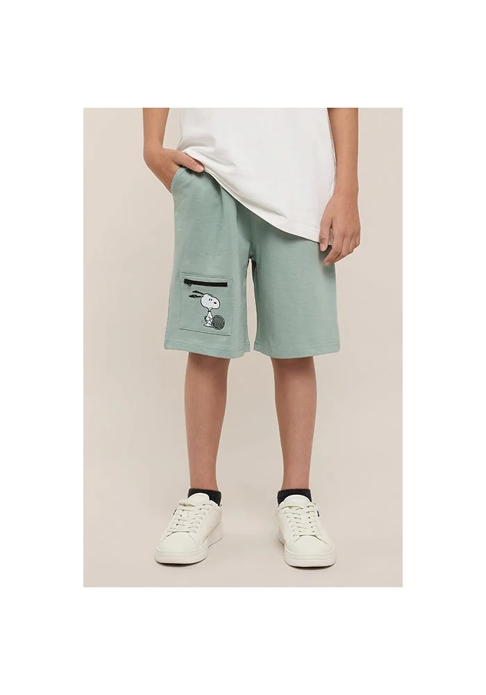 R&b Snoopy Print Shorts with Drawstring Waist